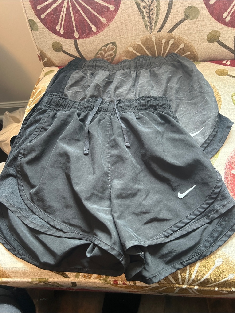Nike shorts XS two pairs fully lined with draw strings Dri-fit.